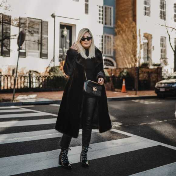 Faux Fur Long Pea Coats